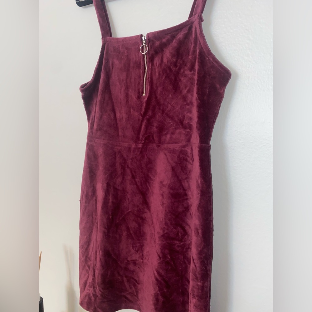 Arozona burgundy corduroy front zip dress